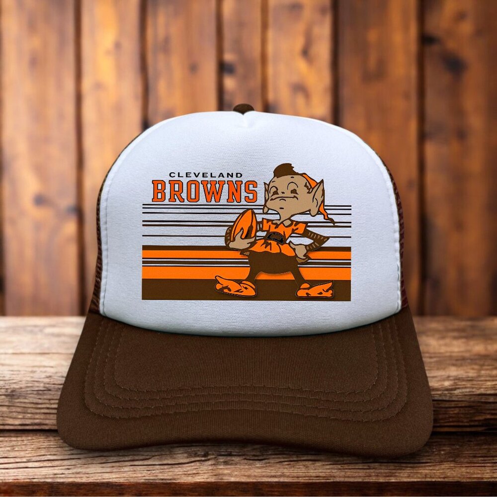 Cleveland Browns Mens Trucker Hat Brown Snapback 1959 Vintage Logo Football Cap